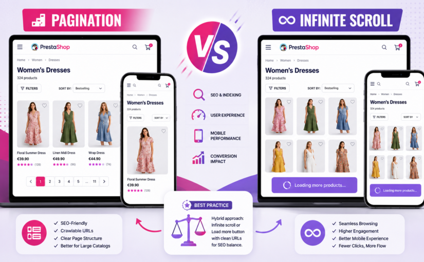Pagination vs Infinite Scroll in PrestaShop: The SEO and UX Tradeoffs