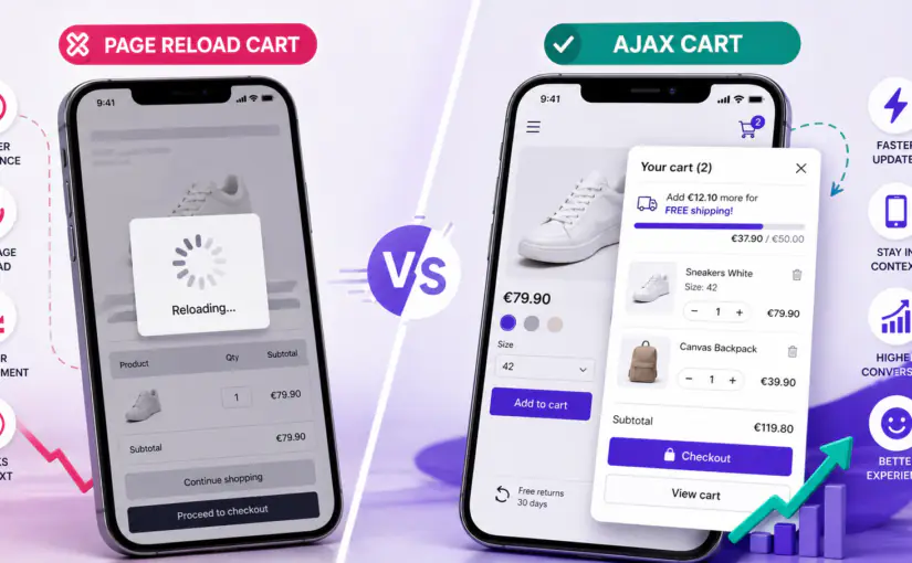 AJAXový košík vs. obnovení stránky v PrestaShop: Skutečný dopad na konverzi